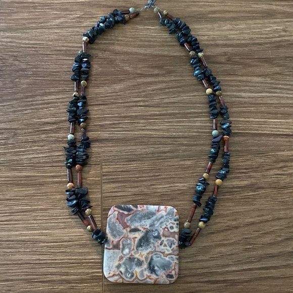 Artisan Jewelry - Beautiful artisan large jasper pendent 2 strand necklace Jasper/stone beads